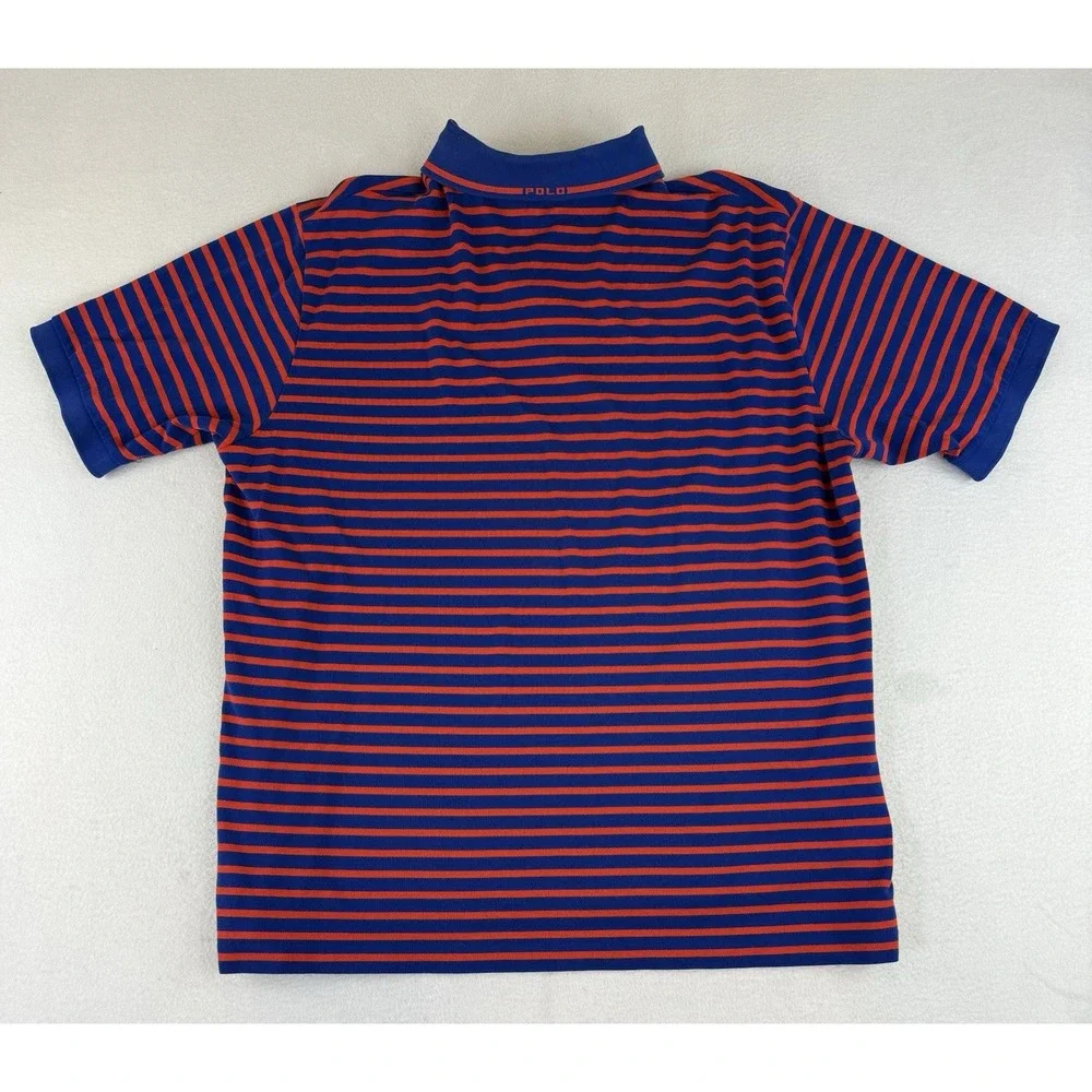 Ralph Lauren Polo Golf Shirt Blue Red‎ Striped Pony Short Sleeve Men's Size XL